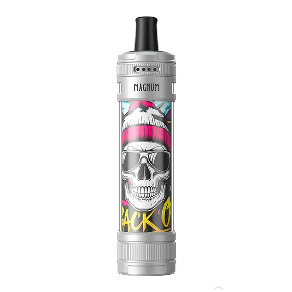 Aspire Magnum Pod Kit in Silber mit Totenkopf-Mütze-Graffiti-Design, Frontansicht