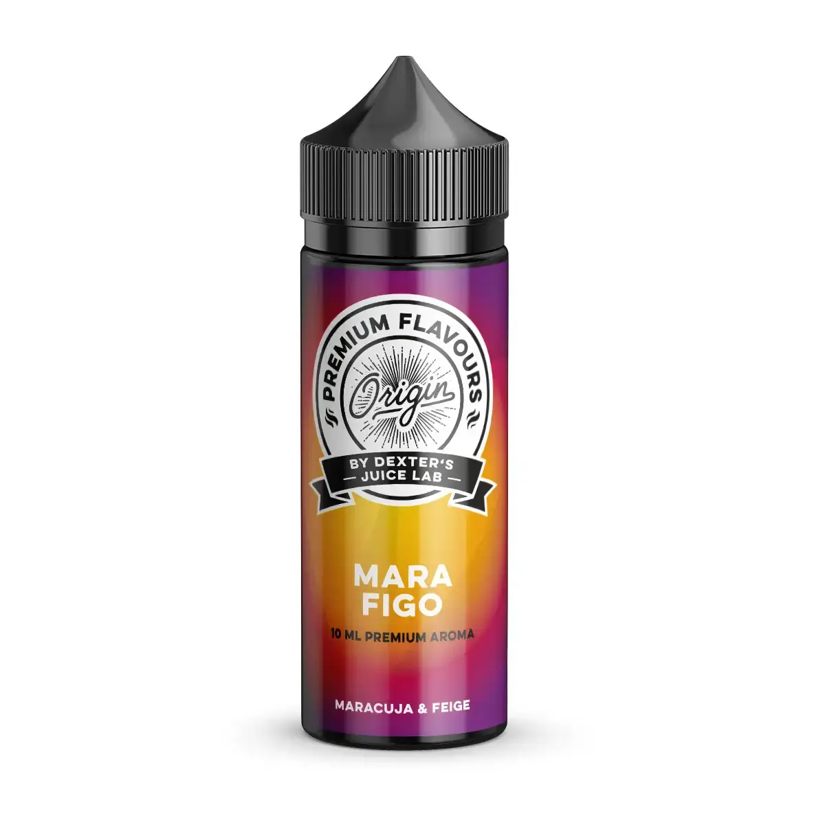 Dexters Juice Lab Longfill-Flasche 120ml mit lila-gelbem Etikett – Origin Marafigo Maracuja-Feige
