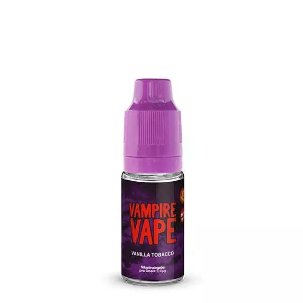 Vampire Vape Vanilla Tobacco 10ml Liquid, lila Flasche Seitenansicht ohne Hintergrunddeko
