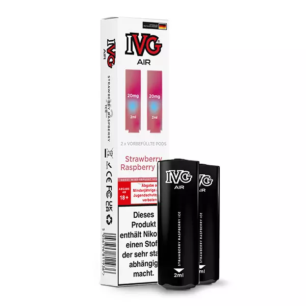 2x IVG Air Prefilled Pod - Strawberry Raspberry Ice - 20mg/ml