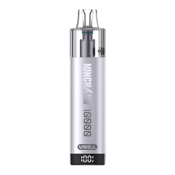 uwell-nchku-10000-refillable-pod-kit-2.jpg Uwell Nchku 10000 Refillable Pod Kit in Weiß mit transparentem Drip Tip, Frontansicht