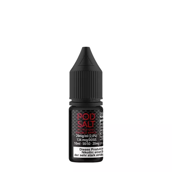 PodSalt Double Apple 10ml Nikotinsalz-Liquid, schwarze Einzelflasche Produktansicht ohne Hintergrundfrüchte