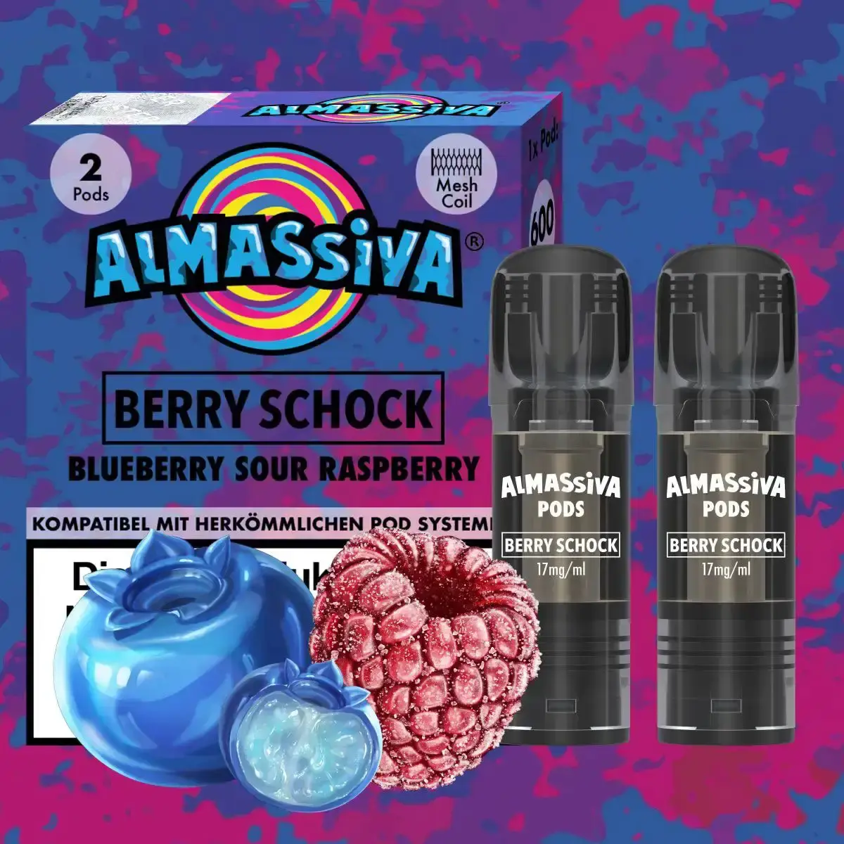 2x Al Massiva Prefilled Pods - Berry Schock - 17mg/ml