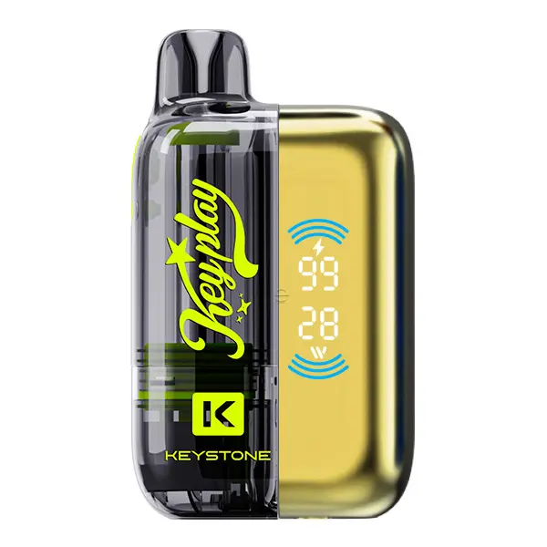 Keystone Keyplay Pod Kit in Gold-Schwarz mit rundem LED-Display, Seitenansicht