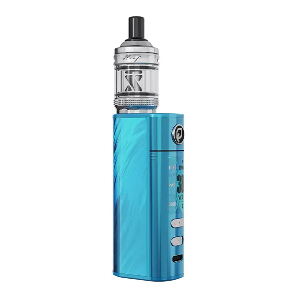 Eleaf iStick X40 GTL X Kit in Blau – kompaktes E-Zigaretten-Set mit Tank, seitliche Ansicht