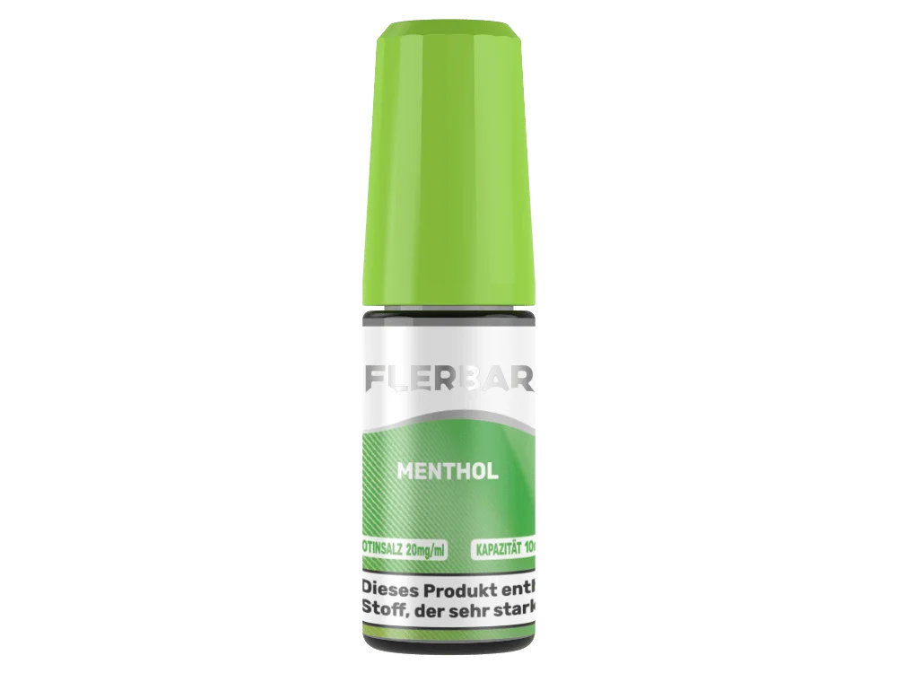 Flerbar Menthol 10ml Nikotinsalz-Liquid in hellgrüner Flasche mit grünem Deckel, Vorderansicht