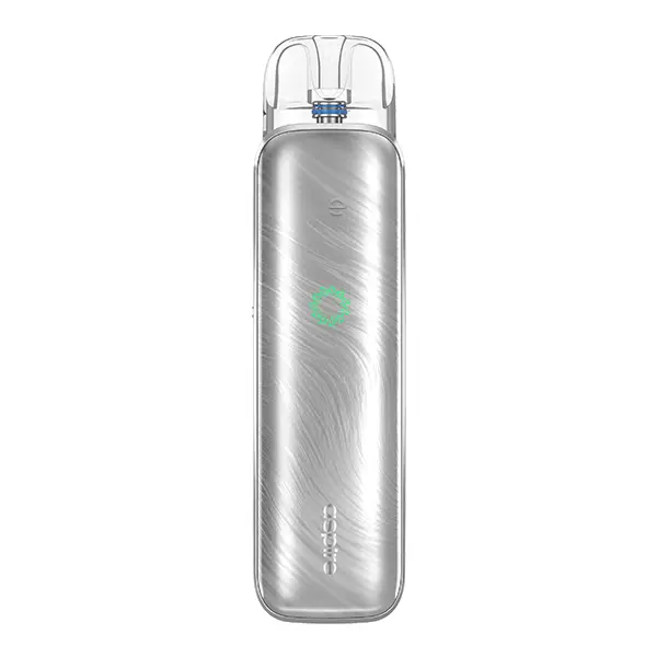Aspire Pixo Aura 2 Pod Kit in Lunar Silver mit schimmerndem gebürstetem Finish, Frontansicht