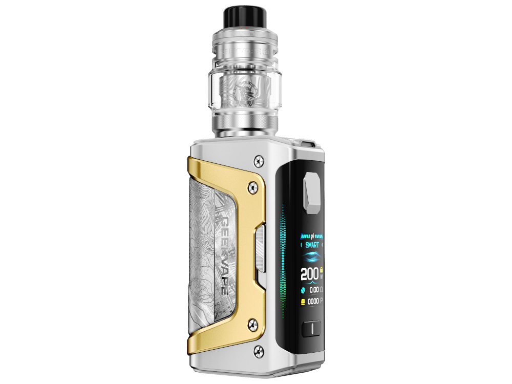 GeekVape Aegis Legend 5 10th Anniversary Edition Kit in Silber-Gold mit Mod und Verdampfer, Komplettset