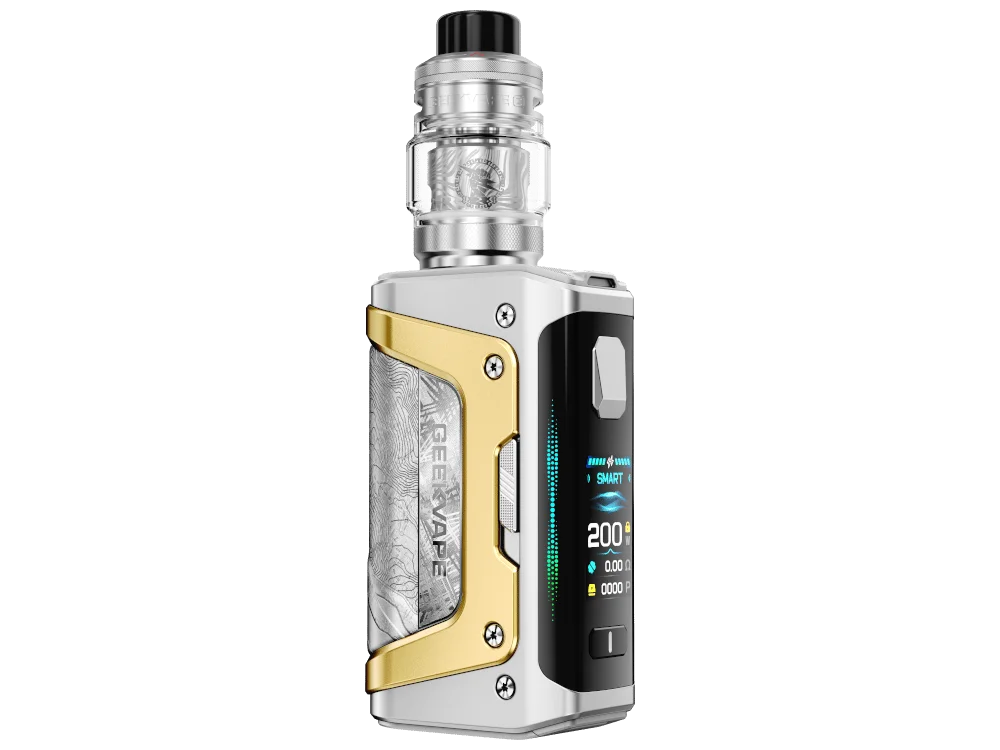 GeekVape Aegis Legend 5 10th Anniversary Edition Kit in Silber-Gold mit Mod und Verdampfer, Komplettset