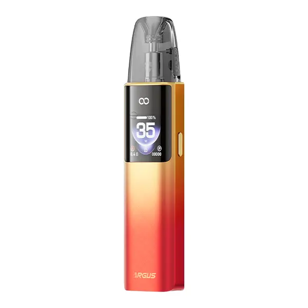 voopoo-argus-g4-7.jpg VooPoo Argus G4 Pod Kit in Rot-Orange-Verlauf mit Display, Frontalansicht