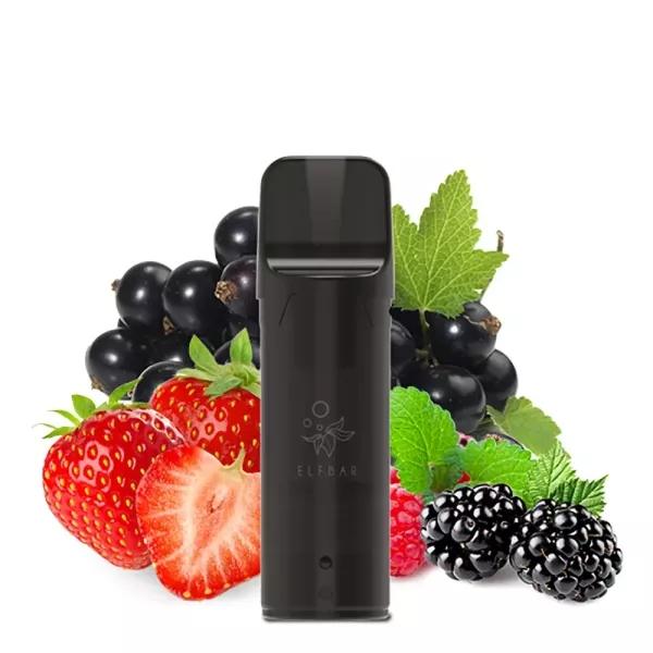 Elfbar Elfa Prefilled Pod Mix Berries, schwarzes Gerät mit Erdbeere, Brombeere und schwarzer Johannisbeere