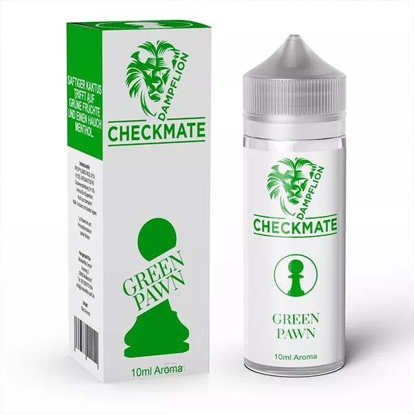 DampfLion Checkmate Green Pawn Longfill 120ml Flasche mit Verpackungskarton in Grün-Weiß
