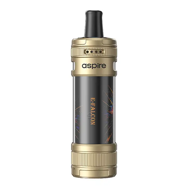 Aspire Magnum Nano Pod Kit in Gold-Schwarz, zylindrisches Design mit transparentem Tank, Frontansicht