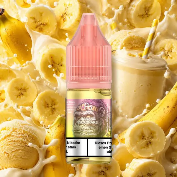 RandM Fumot Banana Milkshake 10ml Nikotinsalz-Liquid, gelbe Flasche vor Bananen und Milchshake