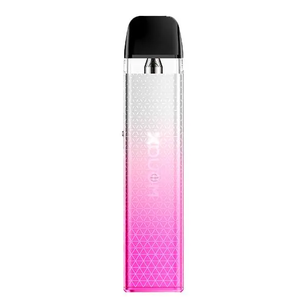 GeekVape Wenax Q Mini Kit in Gradient Pink-Weiß mit Rautenmuster-Oberfläche, schlankes Pod-System Frontansicht