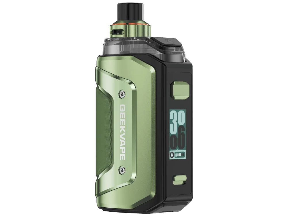 geekvape-aegis-hero-5-kit-racing-green_1000x750.png GeekVape Aegis Hero 5 Pod-Kit in Olivgrün mit Farbdisplay, Frontansicht