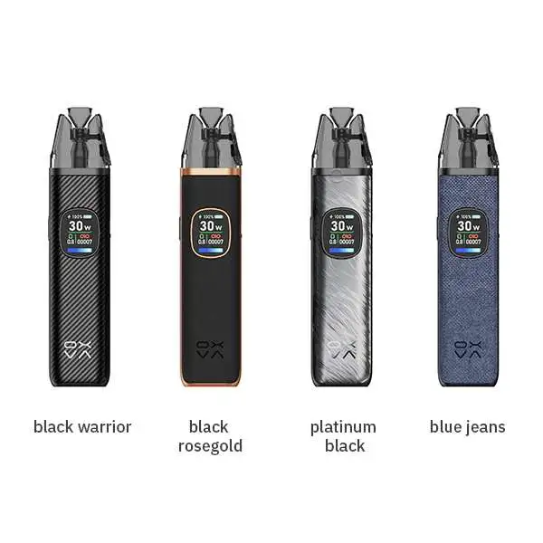 Oxva Xlim Pro 2 Kit in vier Farben: Black Warrior, Black Rosegold, Platinum Black und Blue Jeans