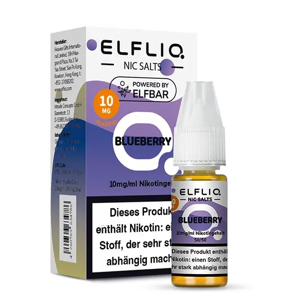 Elfbar Elfliq Blueberry 10ml Nikotinsalz-Liquid – lila Flasche mit Schachtel, Heidelbeer-Geschmack