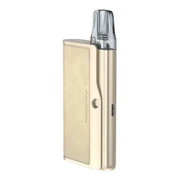 innokin-ez-leva-combo-kit-3.jpg Innokin EZ Leva Combo Kit in Champagner-Gold, kompaktes Pod-System mit eingestecktem Pod, Seitenansicht
