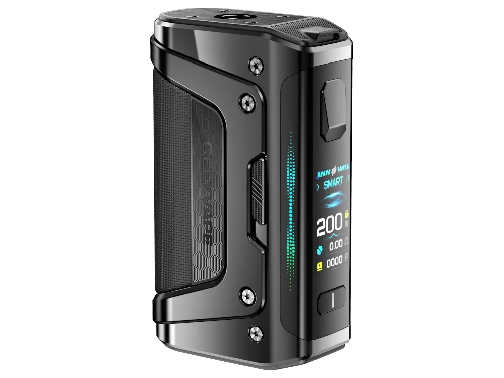 geekvape_aegis_legend_5_200_watt_carbon-schwarz_1000x750.png GeekVape Aegis Legend 5 Mod in Schwarz-Grau mit farbigem TFT-Display und 200W, Frontansicht