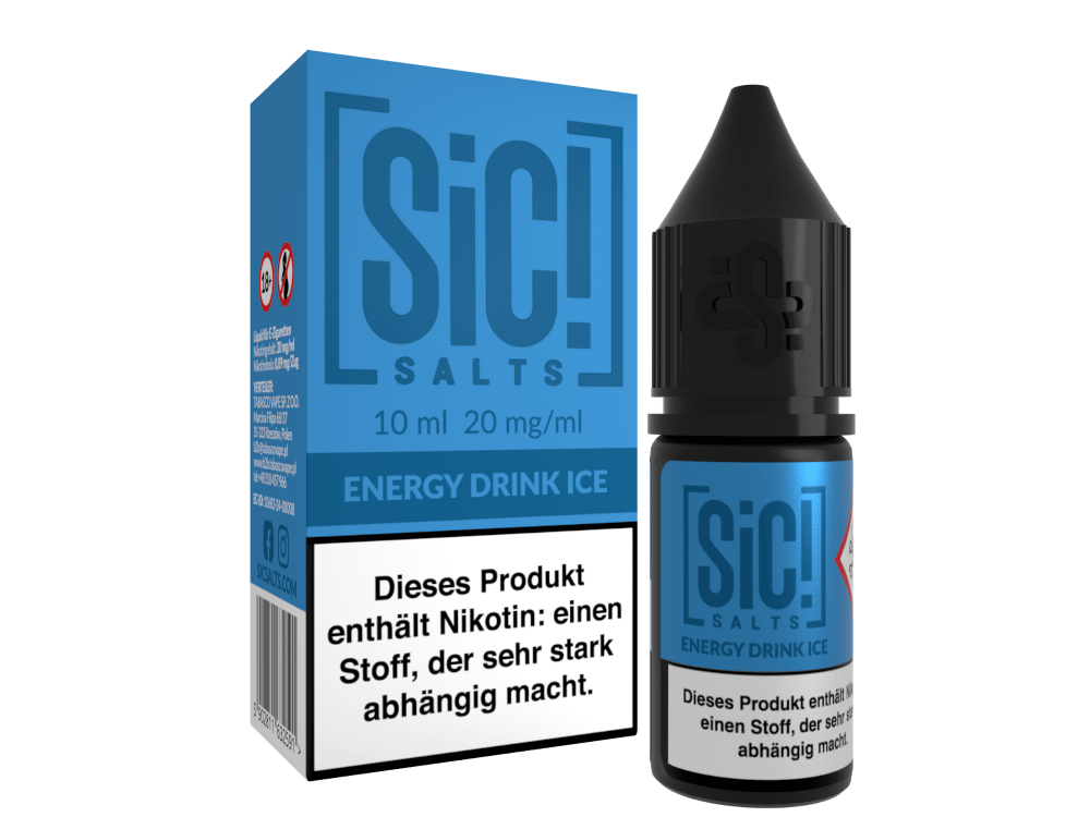 SiC! Salts Energy Drink Ice 10ml Nikotinsalz-Liquid in blauer Flasche mit weißem Etikett, 20 mg/ml