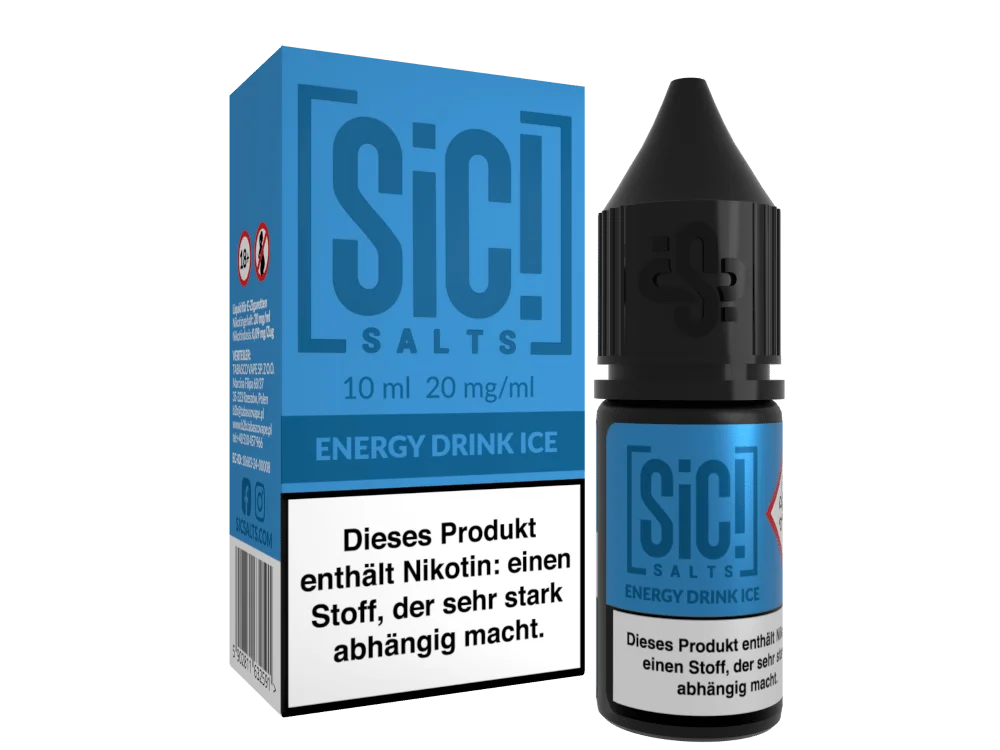 SiC! Salts Energy Drink Ice 10ml Nikotinsalz-Liquid in blauer Flasche mit weißem Etikett, 20 mg/ml