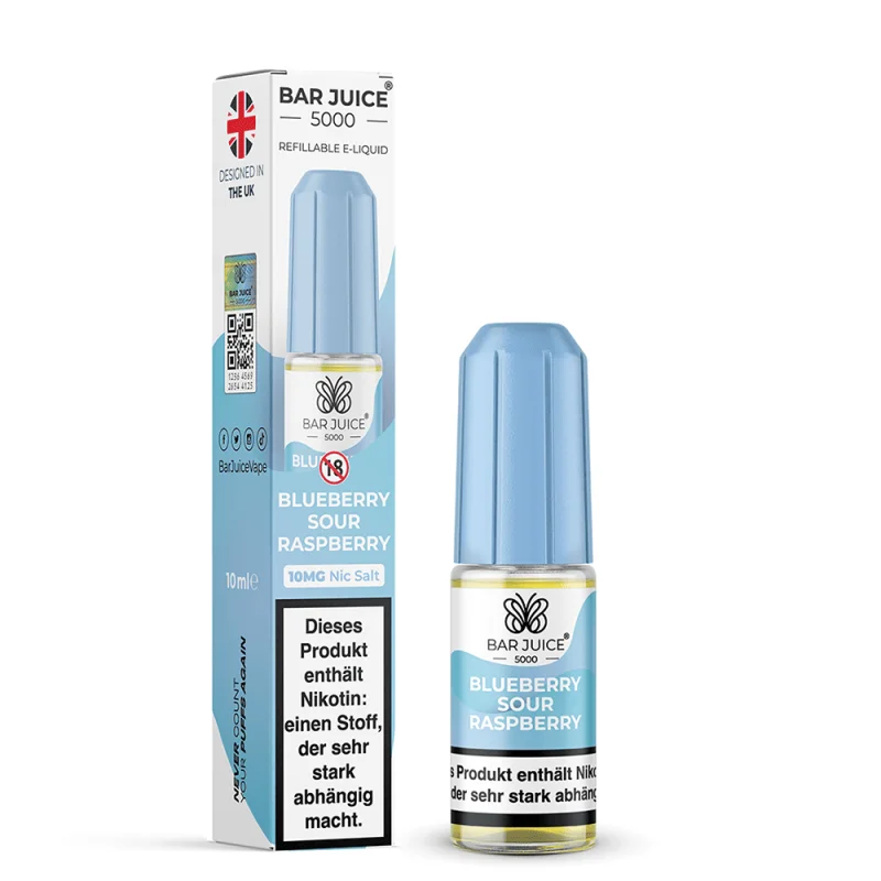 Bar Juice 5000 Blueberry Sour Raspberry 10ml Nikotinsalz-Liquid, blaue Flasche mit Verpackung