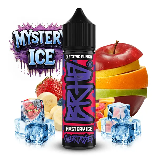 brhd-electric-punch-mystery-ice-1.jpg Barehead Electric Punch Mystery Ice Longfill – 60-ml-Flasche mit Früchtemix und Eiswürfeln auf der Verpackung