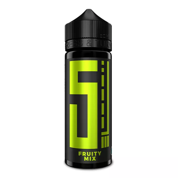 5-el-fruity-mix-1 5 Elements Fruity Mix Longfill 120ml Flasche in Schwarz-Grün Frontansicht