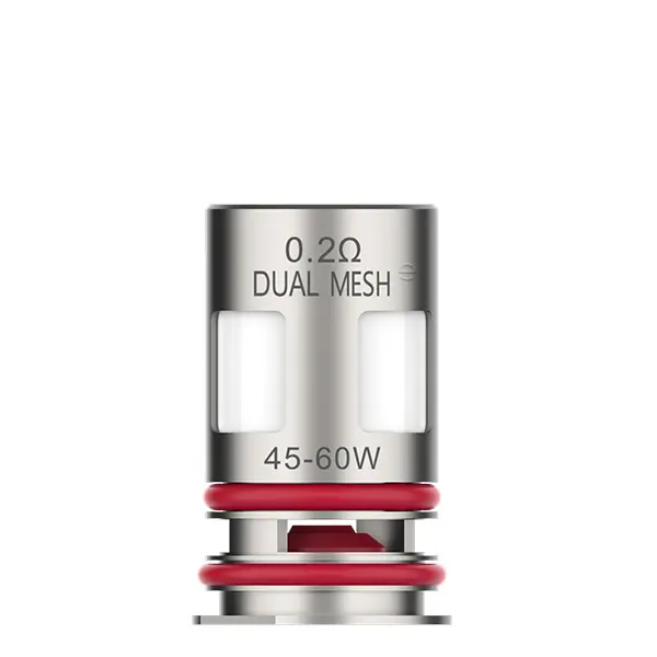Vaporesso GTX Dual Mesh Verdampferkopf 0,2 Ohm für 45–60 W, Einzelansicht silber mit rotem Ring