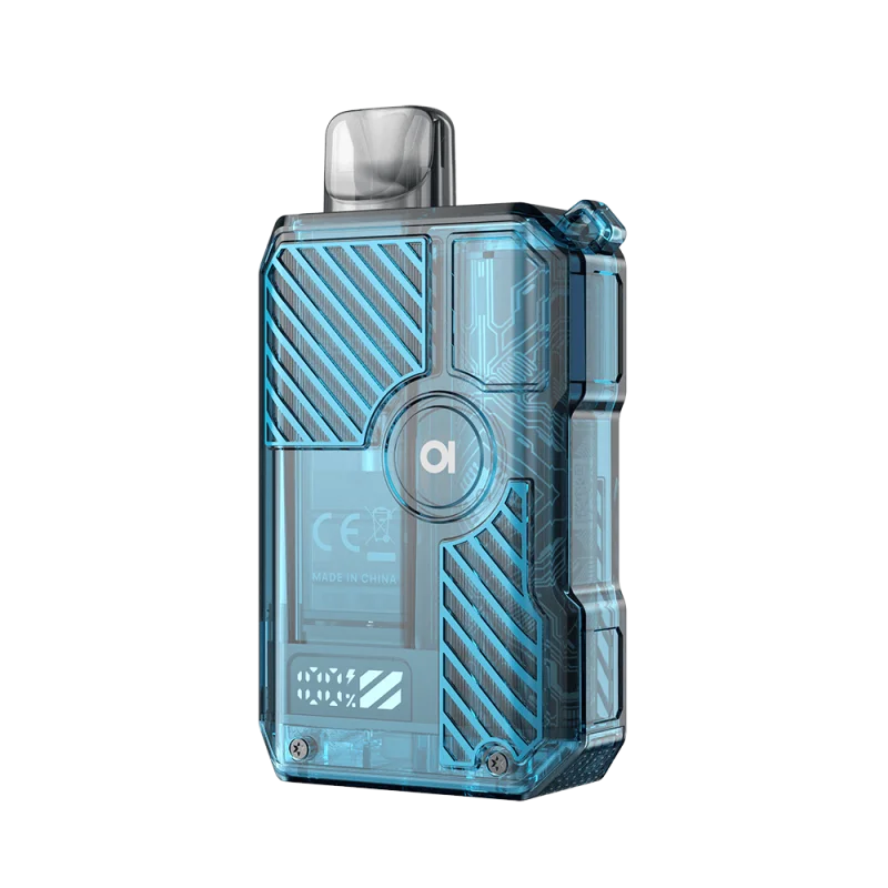Aspire Gotek X3 Kit in Blau mit transparentem Carbonoptik-Gehäuse, Frontansicht