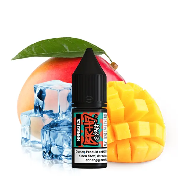 Barehead Electric Punch Mango Ice 10ml Nikotinsalz-Liquid, rote Flasche mit Mango-Frucht und Eiswürfeln