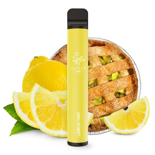 Elfbar 600 Einweg E-Zigarette in Gelb, Lemon Tart-Geschmack, 20mg/ml Nikotin, mit Zitronenkuchen und Zitronen