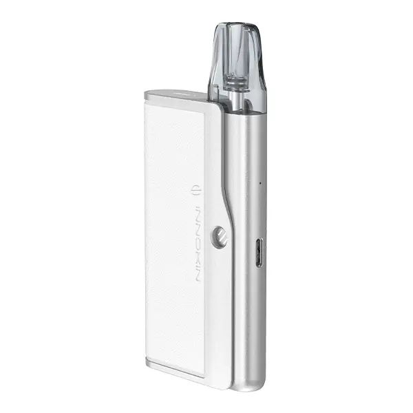 innokin-ez-leva-combo-kit-2.jpg Innokin EZ Leva Combo Kit in Silber-Weiß, schlankes Pod-System mit transparentem Pod, Seitenansicht