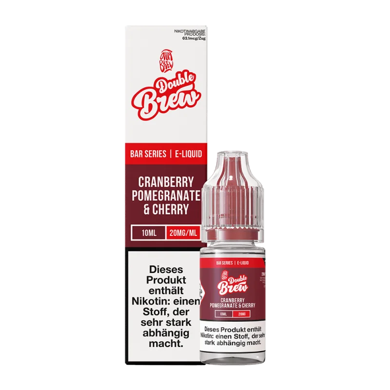DOUB203_800x800.png?ts=1752500938 Double Brew Cranberry Pomegranate & Cherry Nikotinsalz-Liquid 10ml Flasche mit rotem Etikett
