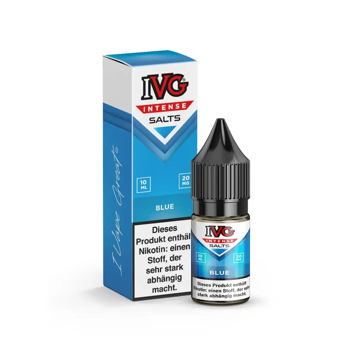 IVG Intense Salts Blue 10ml Nikotinsalz-Liquid – blaue Flasche und Verpackung
