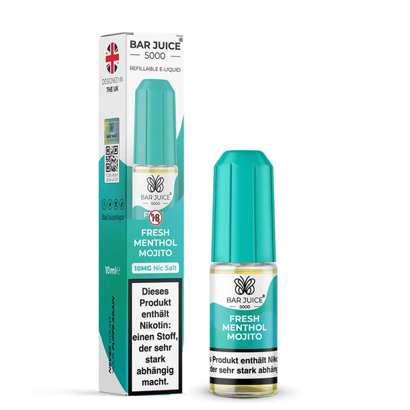 BAJ134_800x800.png?ts=1763983271 Bar Juice 5000 Fresh Menthol Mojito 10ml Nikotinsalz-Liquid – türkise Flasche mit Karton