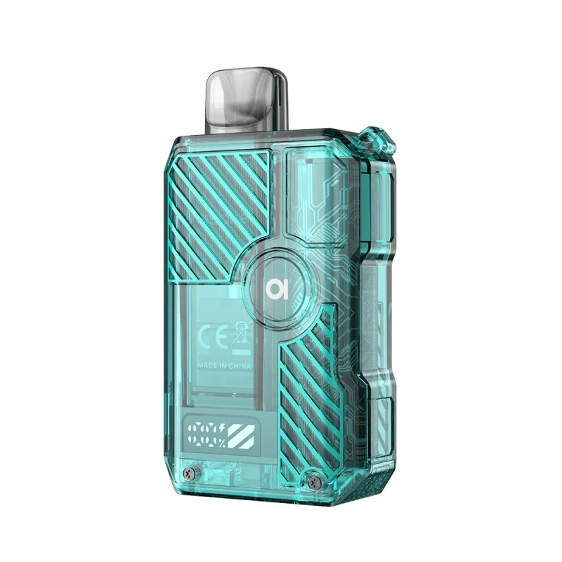 Aspire Gotek X3 Kit in Türkis mit transparentem Carbonoptik-Gehäuse, Frontansicht