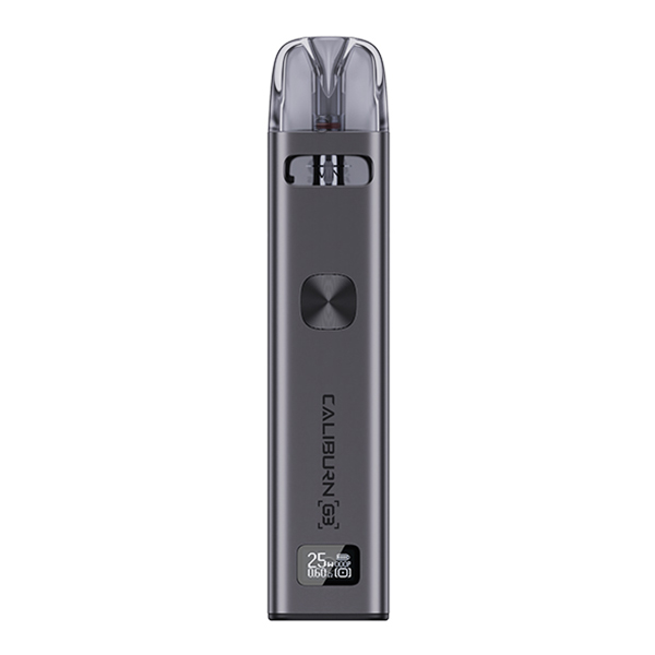 Uwell Caliburn G3 Pod Kit E-Zigarette in Grau, schlanker Akkuträger mit Pod, Frontansicht