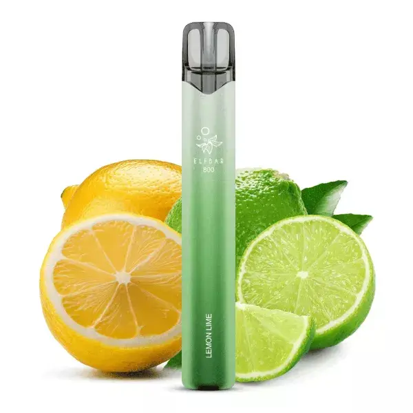 ELFB111_600x600.png Elfbar 800 Einweg E-Zigarette Lemon Lime in Grün mit frischen Zitronen und Limetten im Hintergrund