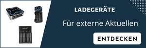 Ladegeräte in verschiedenen Größen zum Laden externer Akkuzellen.