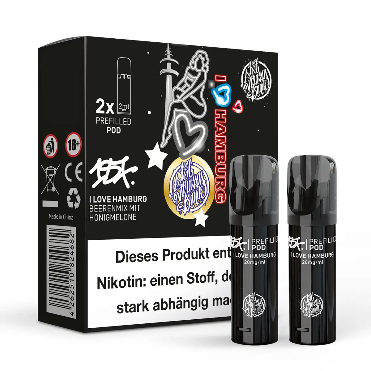 2x 187 Strassenbande Prefilled Pod - I Love Hamburg 20mg/ml