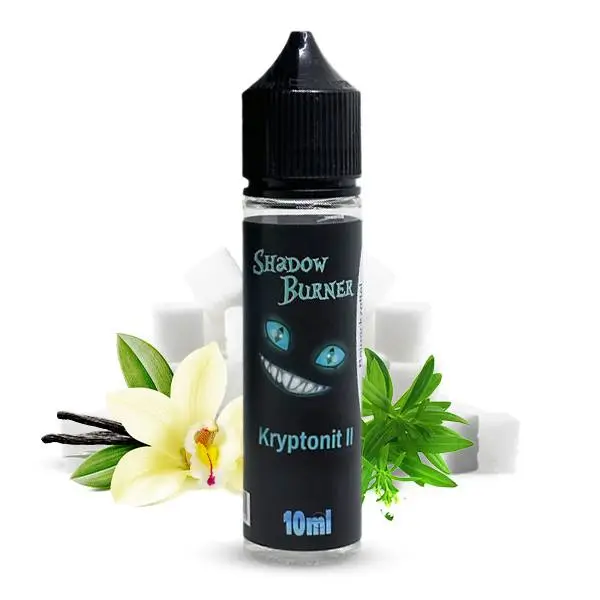 Shadow Burner Kryptonit 2 Longfill 10ml in schwarzer Flasche mit Vanille- und Zuckerwatte-Motiv