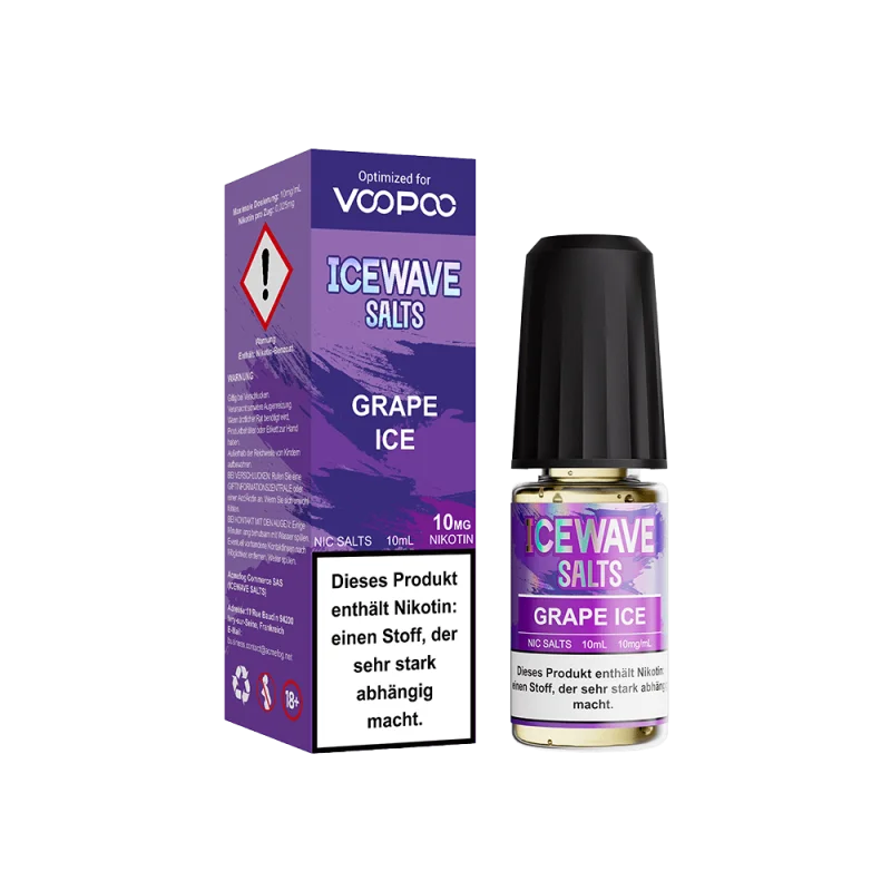 WAV312_800x800.png?ts=1763551990 Icewave Salts Grape Ice 10ml Nikotinsalz-Liquid von VooPoo – lila Verpackung mit Flasche