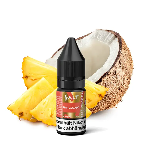 10ml-Flasche vor Kokosnuss und Ananas – SALT Cristallite Pina Colada Nikotinsalz-Liquid