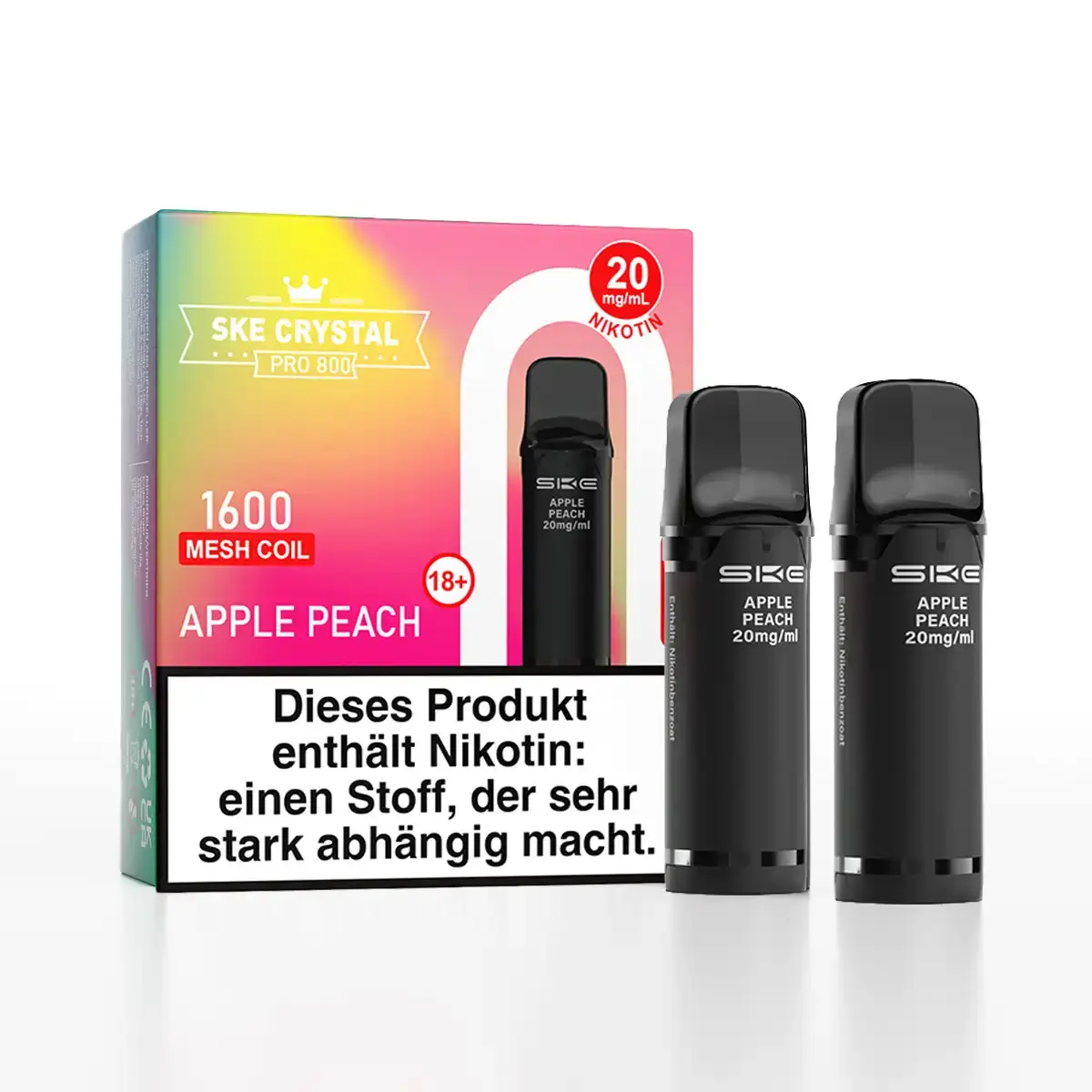2x SKE - Crystal 800 Pro Prefilled Pod - Apple Peach