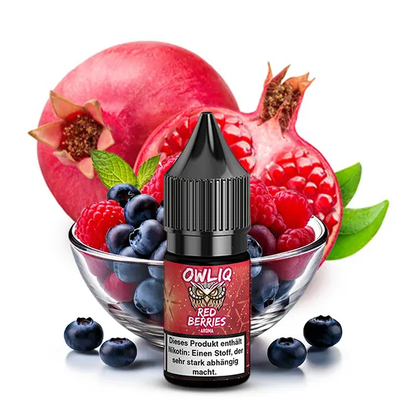 Owliq Red Berries 10ml Nikotinsalz-Liquid – Flasche mit Granatapfel, Himbeeren und Blaubeeren