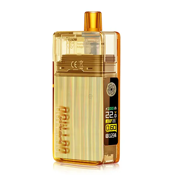 dotmod-dotpod-lite-max-3.jpg DotMod dotPod Max Lite Pod Kit in transparentem Gold mit Display, Frontansicht