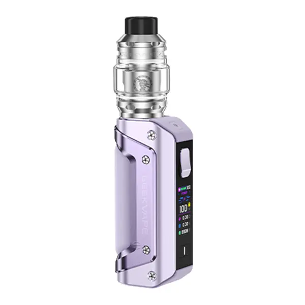 GeekVape Aegis Solo 3 Kit 18650 in Flieder-Silber mit Tankverdampfer, Frontansicht