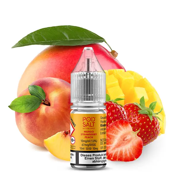 PodSalt - Xtra Mango Strawberry Peach - 10ml Nikotinsalz-Liquid